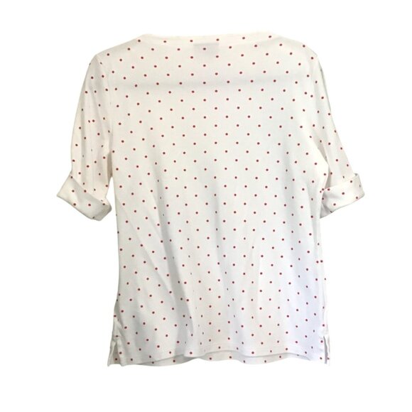 STYLE & CO. WOMENS WHITE /RED POLKA DOTS 1/2 SLEEVE TOP SIZE LARGE - Picture 2 of 6